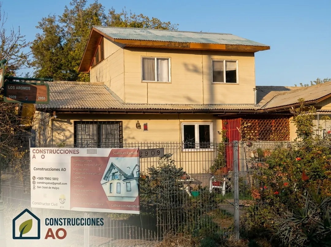 Remodelación fachada ejecutada por AO Construcciones en Las Vertientes, San José de Maipo