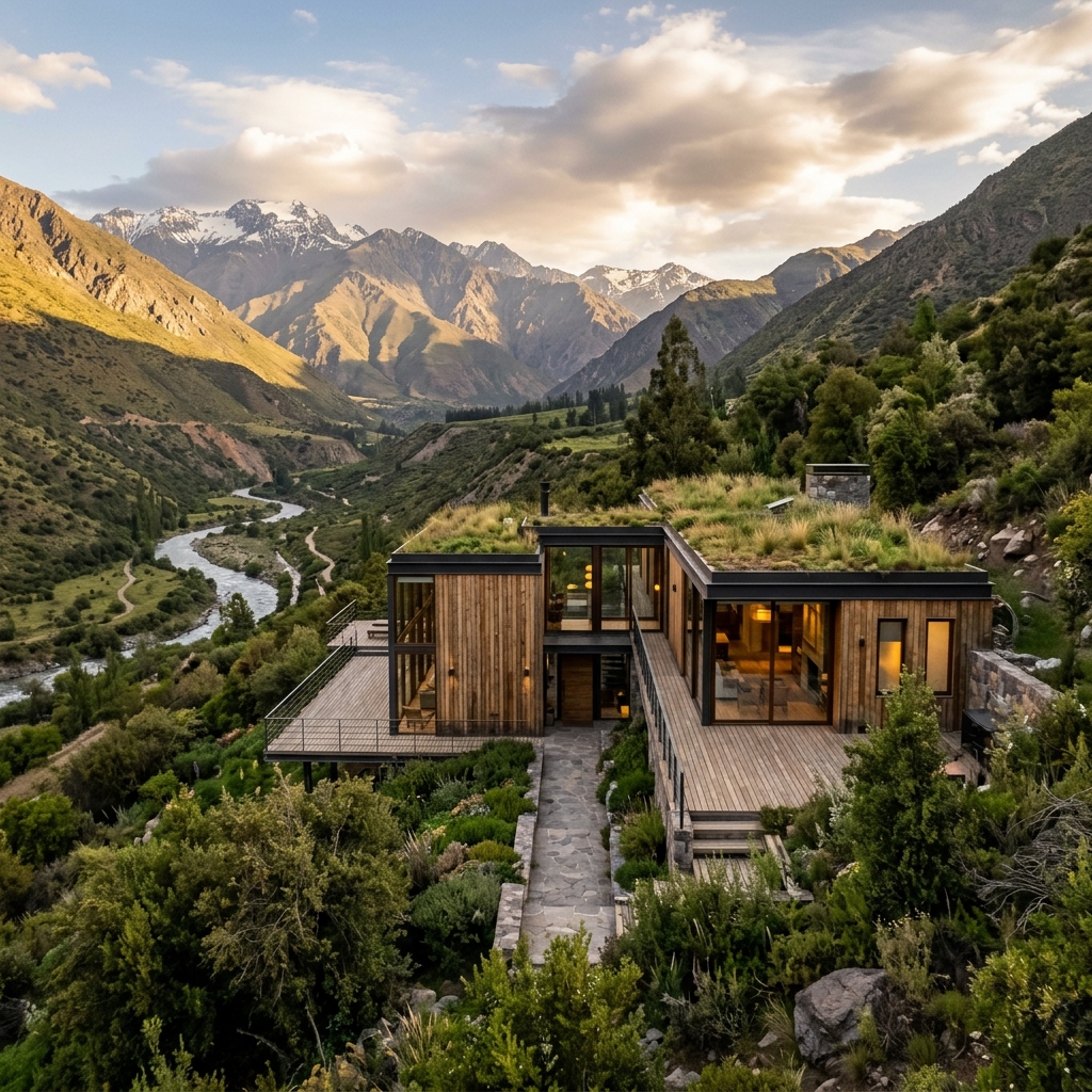 Proyecto arquitectónico sustentable de AO Construcciones en Cajón del Maipo